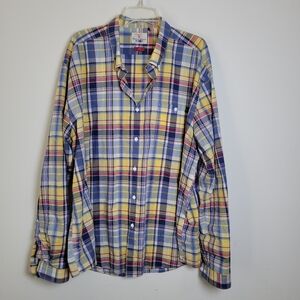 Barbour  Beacon Brand Shirt Mens  Yellow Blue Red Plaid Check Slim Fit XXL